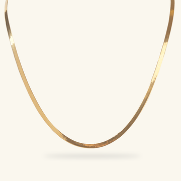 Bold Herringbone Chain Necklace, Made in 14k solid gold.