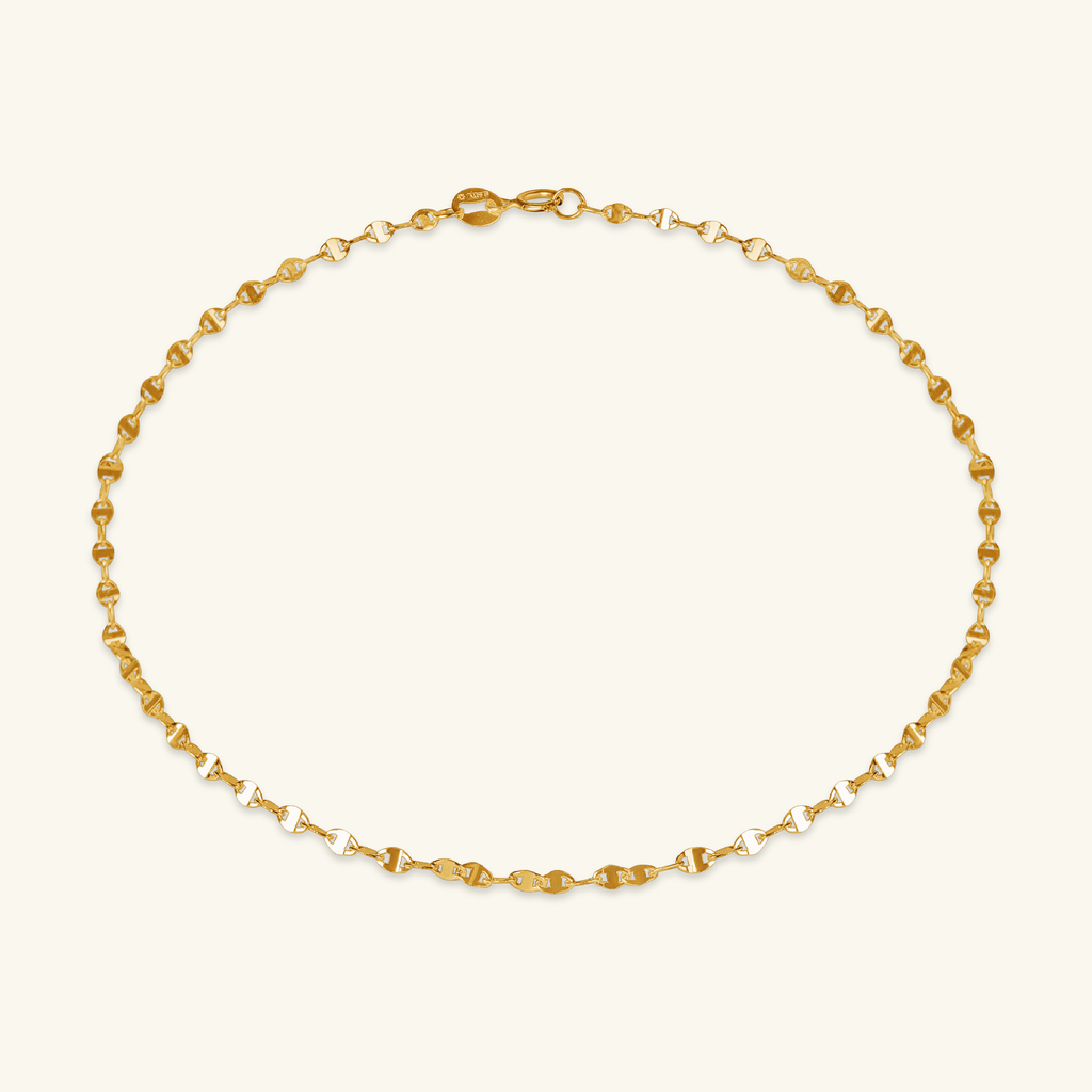 Anchor Chain Bracelet, Made in 14k solid gold.