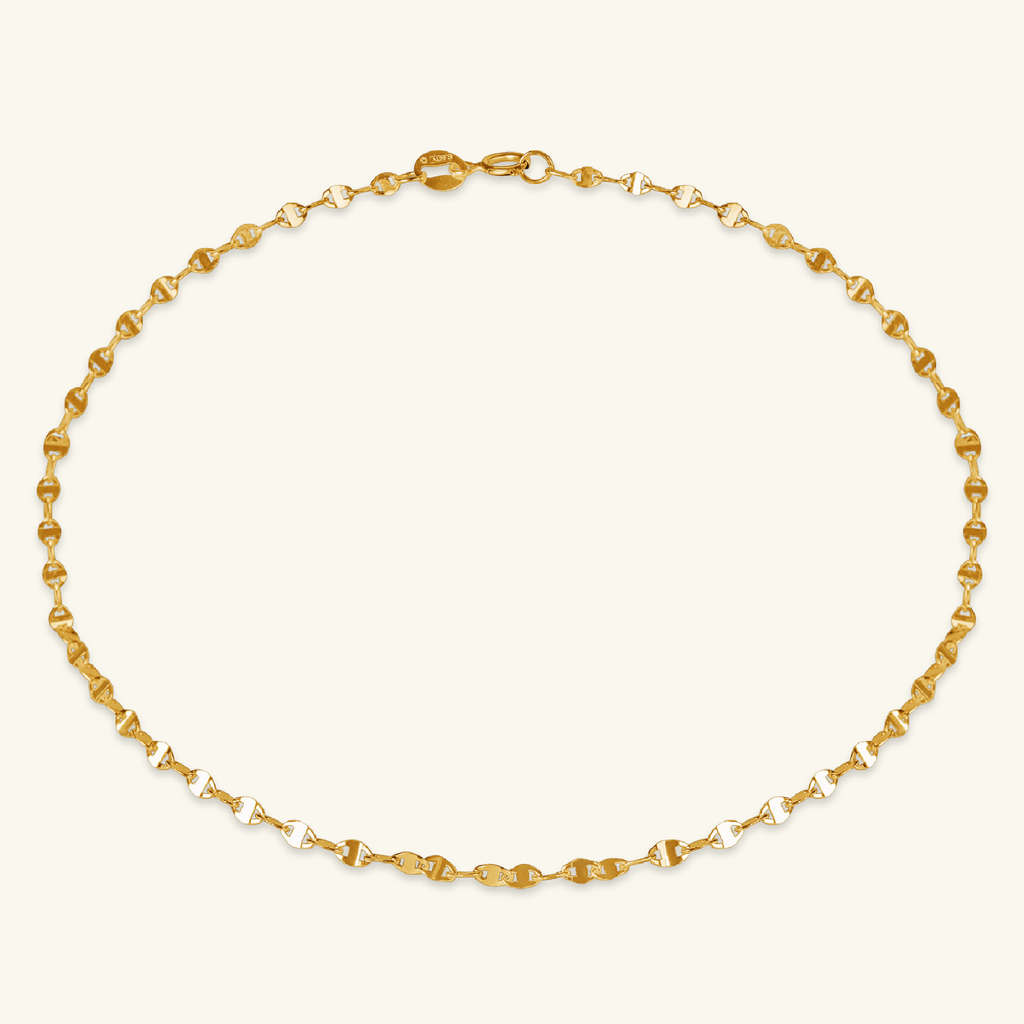 Anchor Chain Anklet, Made in 14k solid gold.
