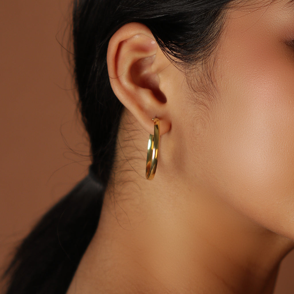 Medium Hoops Earrings,Crafted from 18k Solid Gold