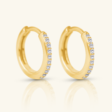 Pavé Diamond Small Hoops, Crafted in 18k solid gold.