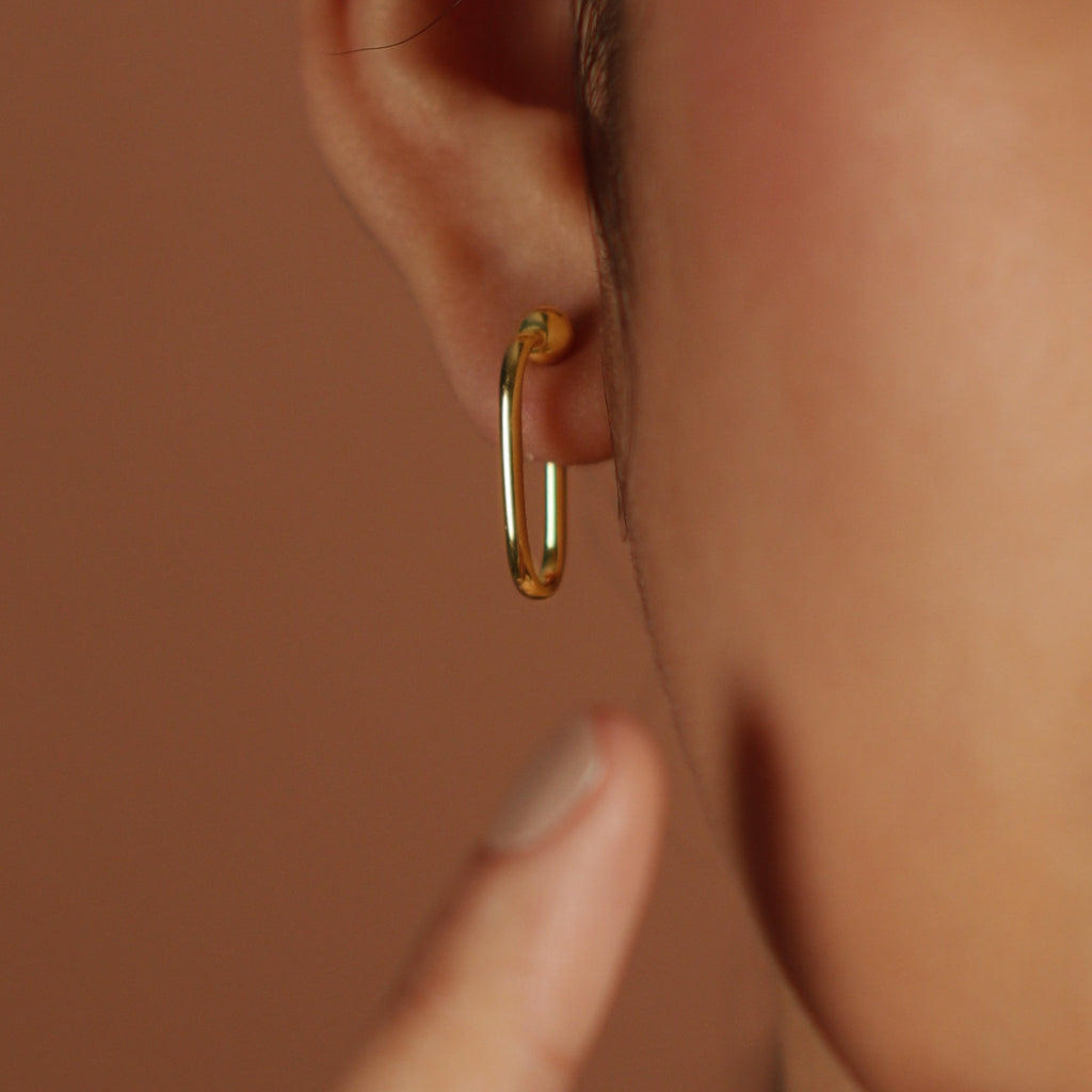 Paperclip Hoops, Made in 18k solid gold