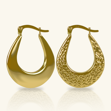 Texture Medium Hoops, Crafted in 18k yellow gold