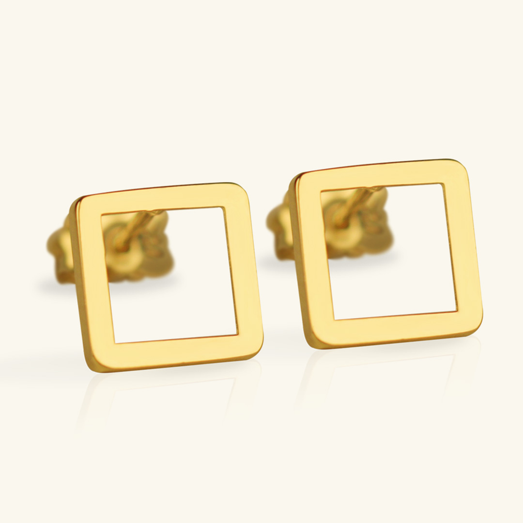 Block Small Stud Earrings, Crafted in 18k yellow gold