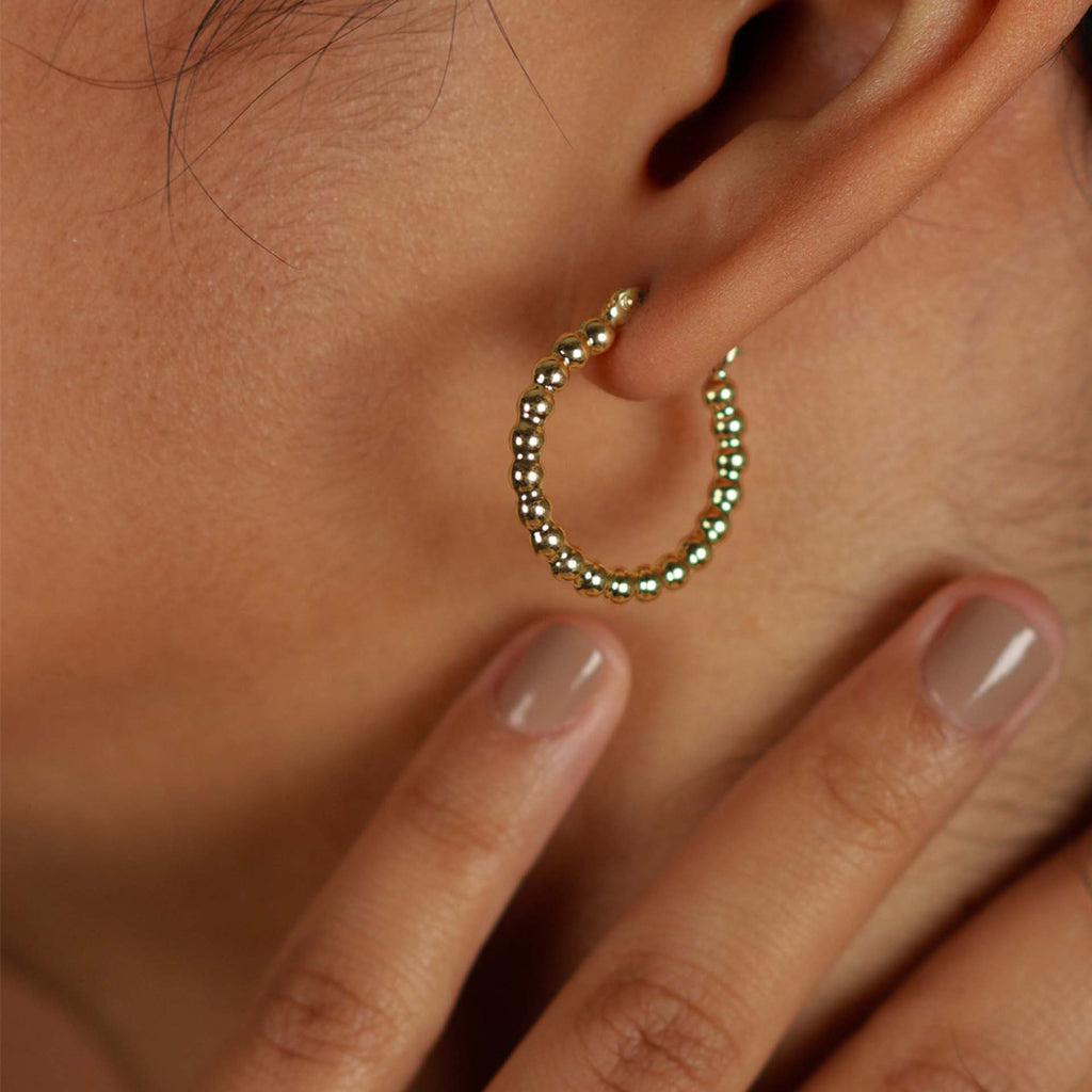 Bold Sphere Hoops, Made in 18k solid gold