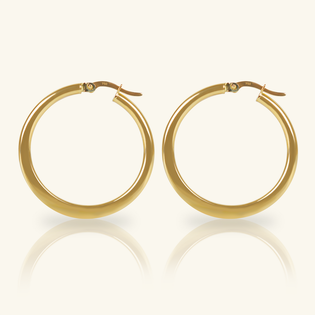 Thin Medium Hoops, Made in 18k solid gold