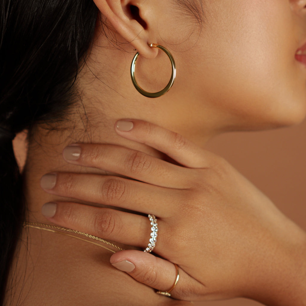 Thin Medium Hoops, Made in 18k solid gold