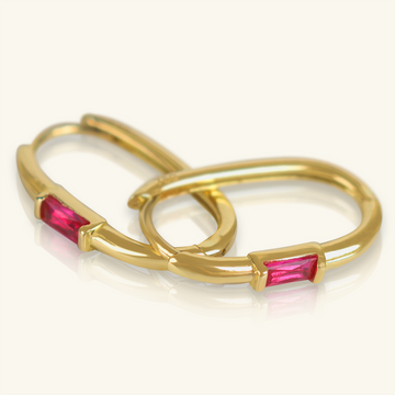 Gemstone U Hoops, Crafted in 18k solid gold