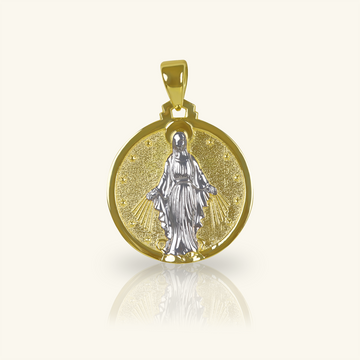 Miraculous Medal Pendant, Crafted in 18k yellow gold 