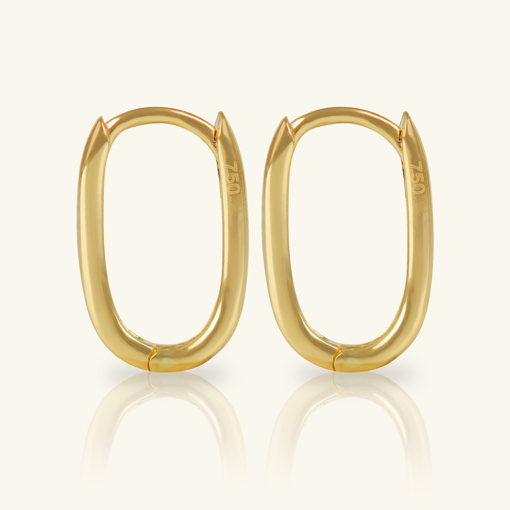 Thin Large U Hoops, Crafted in 18k yellow gold