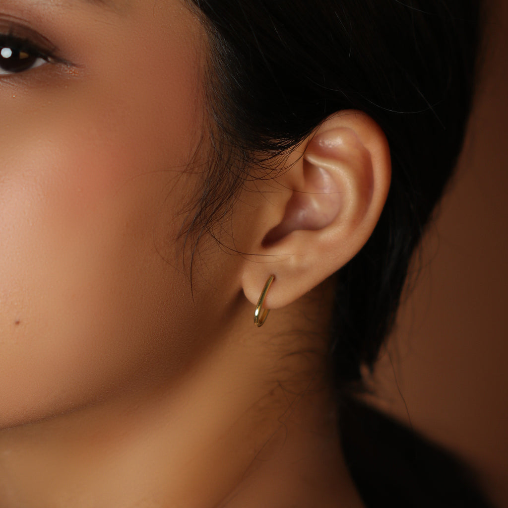 Thin Large U Hoops, Crafted in 18k yellow gold