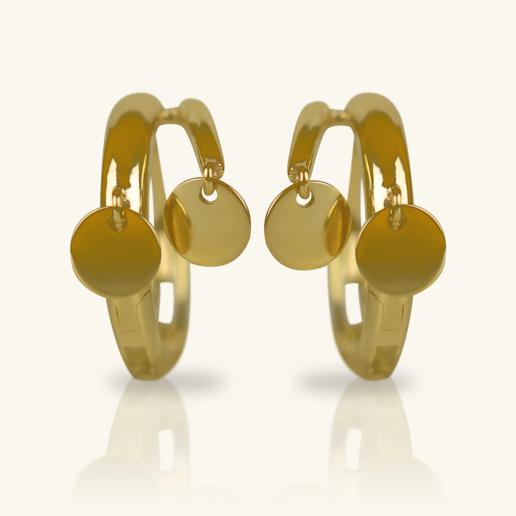 Duo Dots Hoops, Crafted in 18k yellow gold