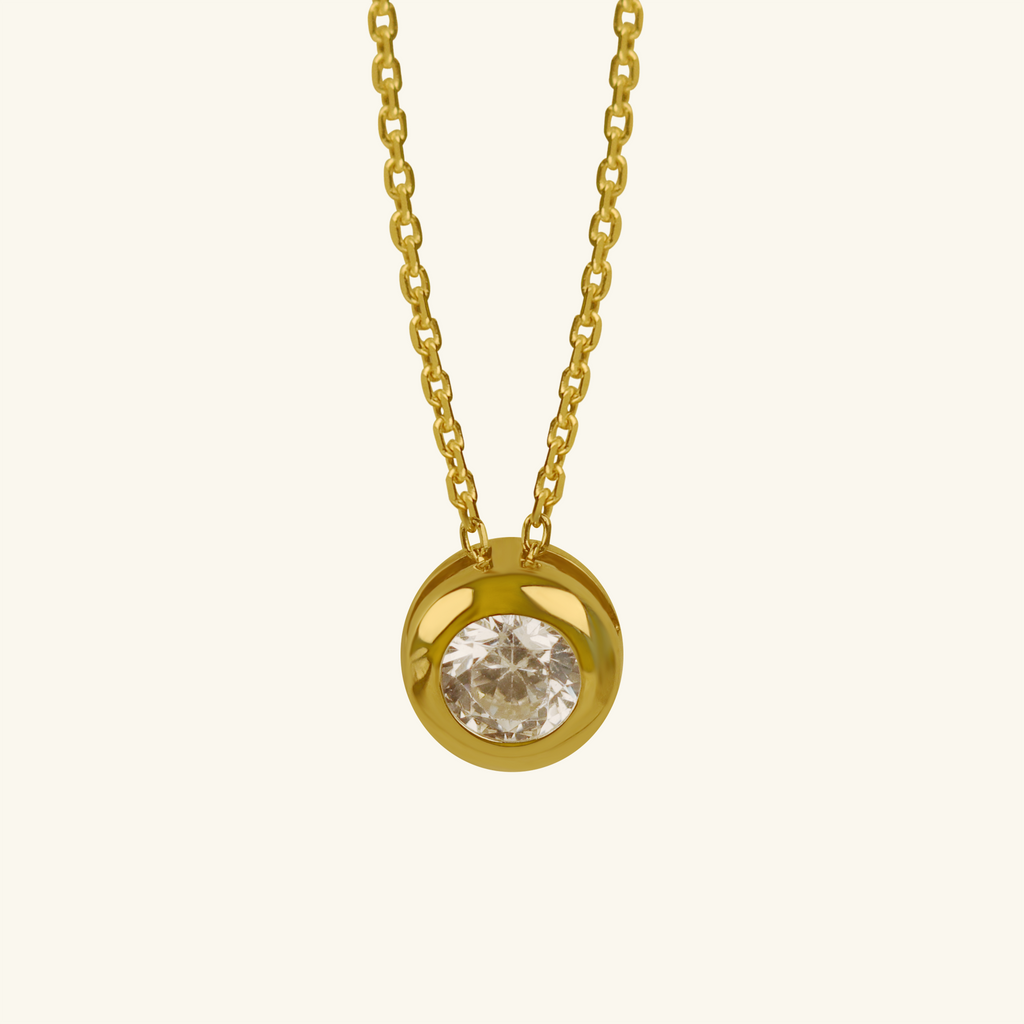 Large Bezel Necklace, Crafted in 14k solid gold