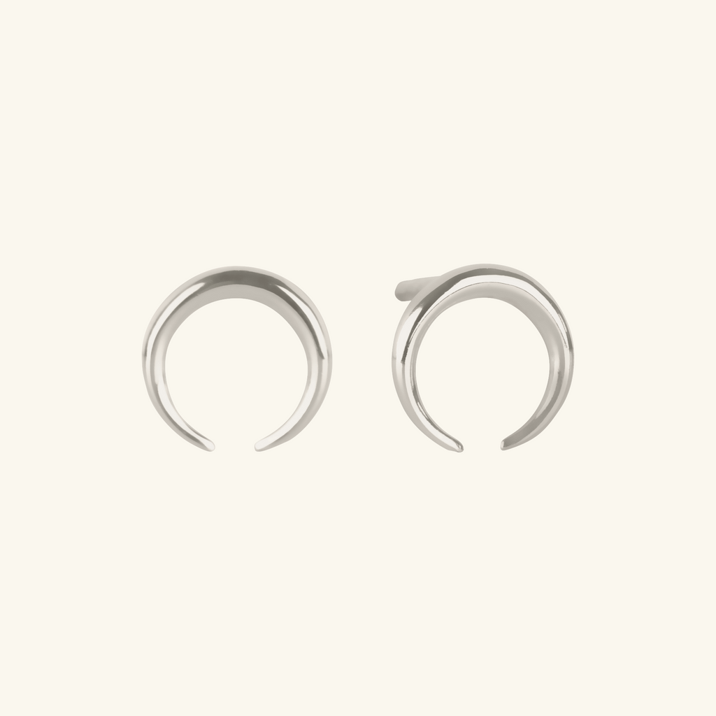 Crescent Horn Studs Sterling Silver, Handcrafted in 925 sterling silver